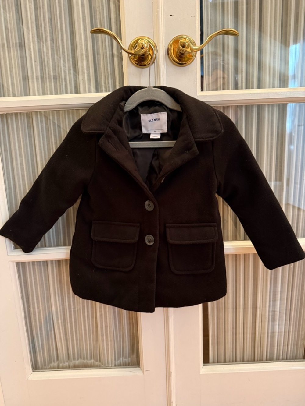 Old Navy Black Toddler Pea Coat with Flap Pockets